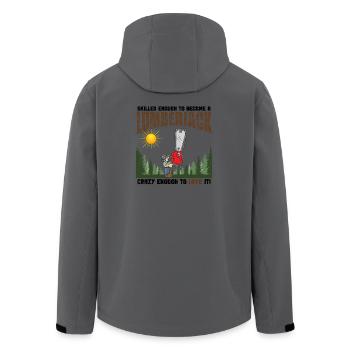 Verrückter Holzfäller-Cartoon - Recycelte Männer Softshell-Jacke von Stanley/Stella - Anthrazit - Hinten - AI Model Male 185 light (185cm)