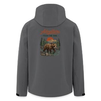 Wandern – Abenteuer nährt die Seele - Recycelte Männer Softshell-Jacke von Stanley/Stella - Anthrazit - Hinten - AI Model Male 185 light (185cm)
