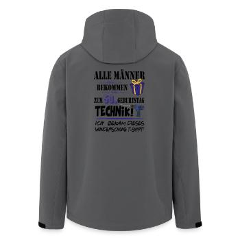50. Geburtstag Handwerker Technik Werkzeug - Recycelte Männer Softshell-Jacke von Stanley/Stella - Anthrazit - Hinten - AI Model Male 185 light (185cm)