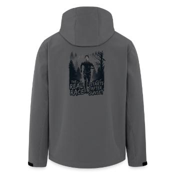Trail Running - The Real Race Starts After Sunset - Men’s Recycled Softshell Jacket by Stanley/Stella - anthracite - Back - AI Model Male 185 light (185cm)
