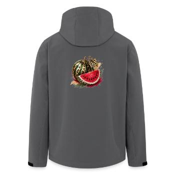 Leopard Glam Wassermelone - Recycelte Männer Softshell-Jacke von Stanley/Stella - Anthrazit - Hinten - AI Model Male 185 light (185cm)