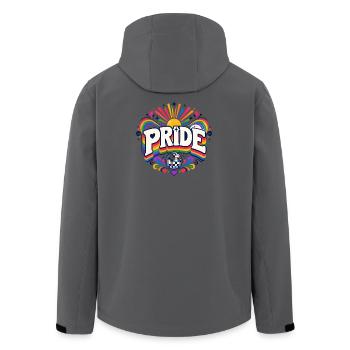 Pride Rainbow Disco CSD Saying Outfit - Men’s Recycled Softshell Jacket by Stanley/Stella - anthracite - Back - AI Model Male 185 light (185cm)
