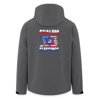 Shalom and Blessing Freedom Israel USA Flag - Men’s Recycled Softshell Jacket by Stanley/Stella - anthracite - Back - AI Model Male 185 light (185cm)