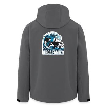 Orca Family Family Killer Whale Ocean Sea Whales - Men’s Recycled Softshell Jacket by Stanley/Stella - anthracite - Back - AI Model Male 185 light (185cm)