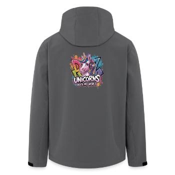 Unicorns Rock My World Unicorn With Headphones - Men’s Recycled Softshell Jacket by Stanley/Stella - anthracite - Back - AI Model Male 185 light (185cm)