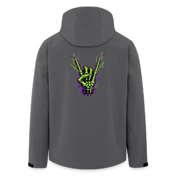 Neon Skeleton Hand Skirt Sign - Men’s Recycled Softshell Jacket by Stanley/Stella - anthracite - Back - AI Model Male 185 light (185cm)