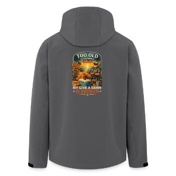Too Old To Care Club My Give A Damn Is Broken - Men’s Recycled Softshell Jacket by Stanley/Stella - anthracite - Back - AI Model Male 185 light (185cm)