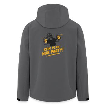 Kein Plan, Nur Party - Bierlaune - Recycelte Männer Softshell-Jacke von Stanley/Stella - Anthrazit - Hinten - AI Model Male 185 light (185cm)