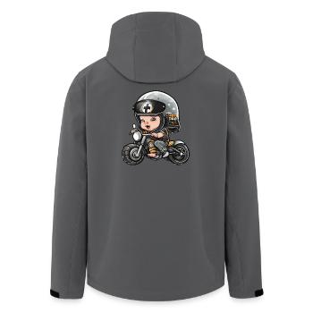 bébé motard, futur motard, baby biker - Veste softshell homme en polyester recyclé Stanley/Stella - charbon - Dos - AI Model Male 185 light (185cm)