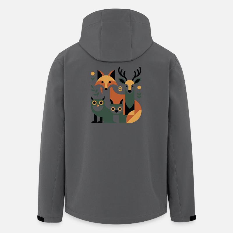 Geometrische Waldtiere - Recycelte Männer Softshell-Jacke von Stanley/Stella - Anthrazit