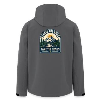 Verlassen Sie die Straße Nehmen Sie die Trails Berg - Recycelte Männer Softshell-Jacke von Stanley/Stella - Anthrazit - Hinten - AI Model Male 185 light (185cm)