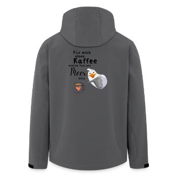 Für mich einen Kaffee - Recycelte Männer Softshell-Jacke von Stanley/Stella - Anthrazit - Hinten - AI Model Male 185 light (185cm)