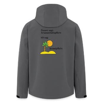 Unispruch "Strandpflicht" Geschenk, Studenten - Recycelte Männer Softshell-Jacke von Stanley/Stella - Anthrazit - Hinten - AI Model Male 185 light (185cm)