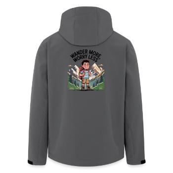 Lustiges Wanderlust Motiv für  Outdoor-Fans - Recycelte Männer Softshell-Jacke von Stanley/Stella - Anthrazit - Hinten - AI Model Male 185 light (185cm)