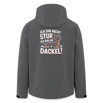 I'm not stubborn, I'm a dachshund funny, - Men’s Recycled Softshell Jacket by Stanley/Stella - anthracite - Back - AI Model Male 185 light (185cm)