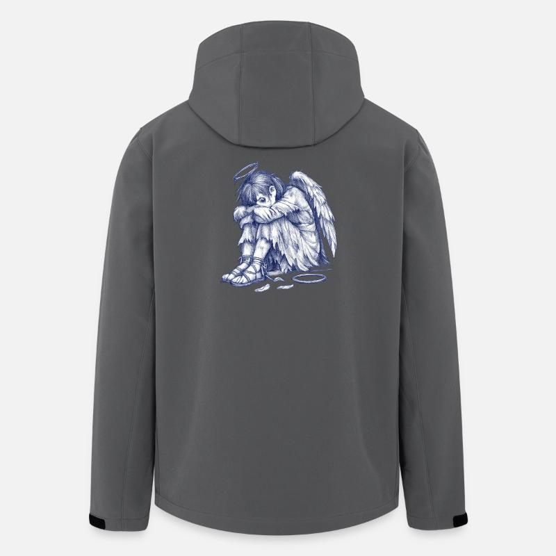 Trauriger Engel  | Handgemalte Zeichnung  - Recycelte Männer Softshell-Jacke von Stanley/Stella - Anthrazit