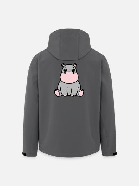 Bébé hippopotame mignon assis à Kawaii - Veste softshell homme en polyester recyclé Stanley/Stella - charbon