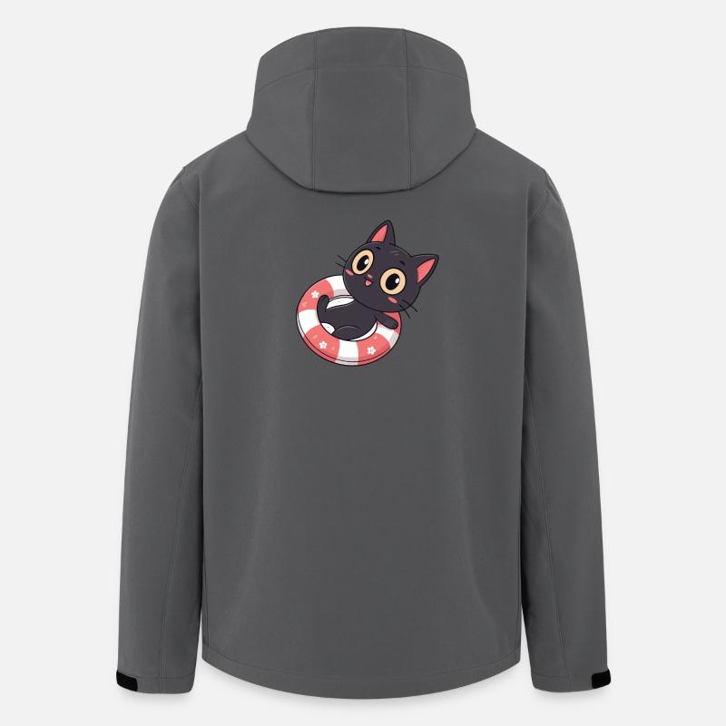 Schwarze Katze auf Bojenblüten - Recycelte Männer Softshell-Jacke von Stanley/Stella - Anthrazit