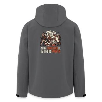 Gegen Unterdrückung - Recycelte Männer Softshell-Jacke von Stanley/Stella - Anthrazit - Hinten - AI Model Male 185 light (185cm)