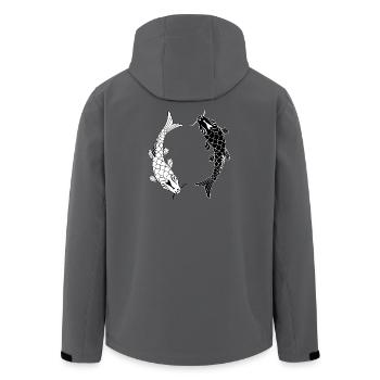 Poisson noir blanc Ying et yang - Veste softshell homme en polyester recyclé Stanley/Stella - charbon - Dos - AI Model Male 185 light (185cm)