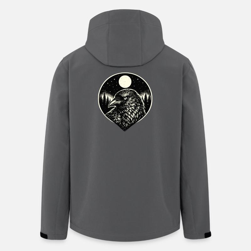 Dark Messenger - Rabe im Woodcut Stil - Recycelte Männer Softshell-Jacke von Stanley/Stella - Anthrazit