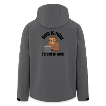 Born to relax- forced to work - Men’s Recycled Softshell Jacket by Stanley/Stella - anthracite - Back - AI Model Male 185 light (185cm)