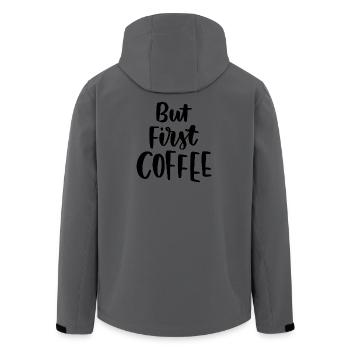 Aber erster Kaffee - Recycelte Männer Softshell-Jacke von Stanley/Stella - Anthrazit - Hinten - AI Model Male 185 light (185cm)