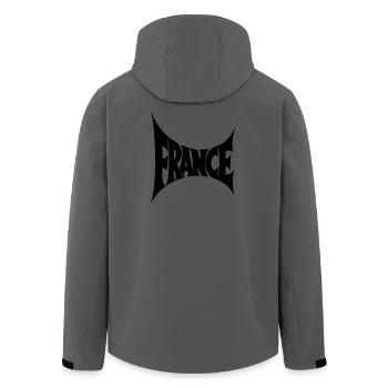 France - Frankreich Typografie  - Recycelte Männer Softshell-Jacke von Stanley/Stella - Anthrazit - Hinten - AI Model Male 185 light (185cm)