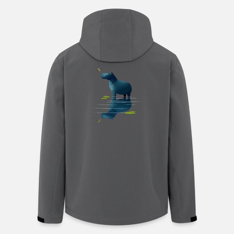 Hippopotame et libellule - Veste softshell homme en polyester recyclé Stanley/Stella - charbon
