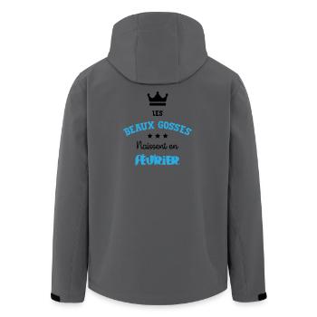 Cadeau naissance bébé garçon Février Beaux Gosses - Veste softshell homme en polyester recyclé Stanley/Stella - charbon - Dos - AI Model Male 185 light (185cm)