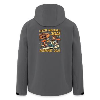 Letzte Ausfahrt JGA Endbaustelle Ehe - Recycelte Männer Softshell-Jacke von Stanley/Stella - Anthrazit - Hinten - AI Model Male 185 light (185cm)