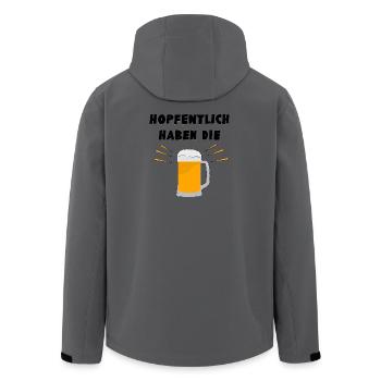 Wortwitz: Hopfentlich haben die Bier - Joke - Recycelte Männer Softshell-Jacke von Stanley/Stella - Anthrazit - Hinten - AI Model Male 185 light (185cm)