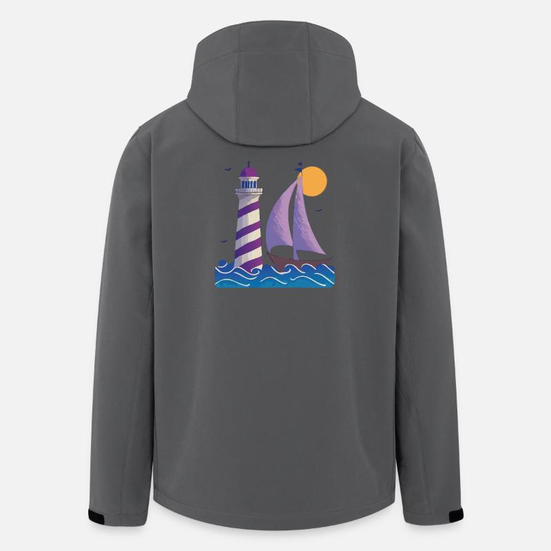 Lighthouse with boat - Men’s Recycled Softshell Jacket by Stanley/Stella - anthracite