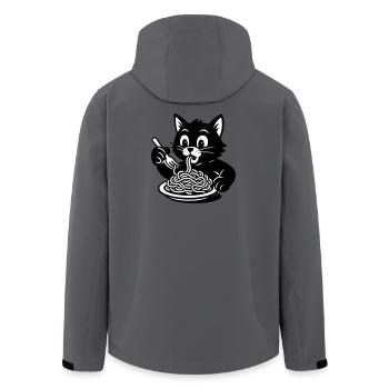 Cat Eats Spaghetti Meme - Men’s Recycled Softshell Jacket by Stanley/Stella - anthracite - Back - AI Model Male 185 light (185cm)