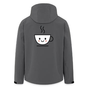 Café, thé ou tasse de cacao avec un visage kawaii - Veste softshell homme en polyester recyclé Stanley/Stella - charbon - Dos - AI Model Male 185 light (185cm)