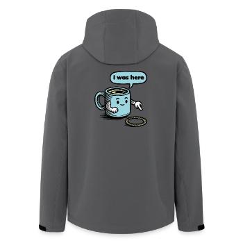 Lusitger Coffee Saying - Men’s Recycled Softshell Jacket by Stanley/Stella - anthracite - Back - AI Model Male 185 light (185cm)