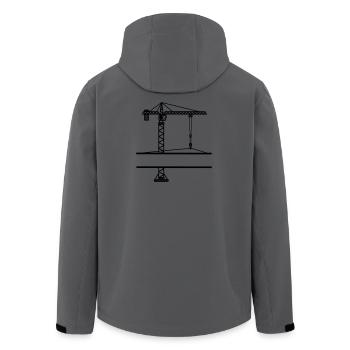 Grue de chantier avec bannière - Veste softshell homme en polyester recyclé Stanley/Stella - charbon - Dos - AI Model Male 185 light (185cm)