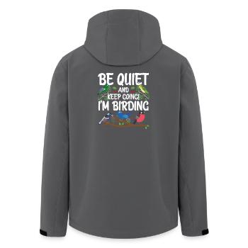 Be Quiet and Keep Going - I'm Birding - Men’s Recycled Softshell Jacket by Stanley/Stella - anthracite - Back - AI Model Male 185 light (185cm)