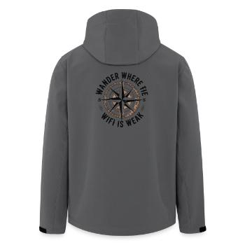 Wandern - Wandern, wo das WLAN schwach ist - Recycelte Männer Softshell-Jacke von Stanley/Stella - Anthrazit - Hinten - AI Model Male 185 light (185cm)