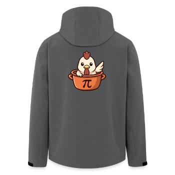 Cute Chicken in Pot with Pi Symbol Fun - Men’s Recycled Softshell Jacket by Stanley/Stella - anthracite - Back - AI Model Male 185 light (185cm)