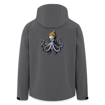 Octopus with Wool Hat Maritime Octopus Motif for - Men’s Recycled Softshell Jacket by Stanley/Stella - anthracite - Back - AI Model Male 185 light (185cm)
