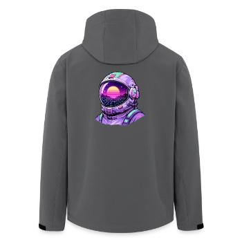 Neon Retro Astronaut Sunset - Men’s Recycled Softshell Jacket by Stanley/Stella - anthracite - Back - AI Model Male 185 light (185cm)