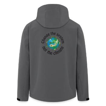 Change the system, not the climate black - Men’s Recycled Softshell Jacket by Stanley/Stella - anthracite - Back - AI Model Male 185 light (185cm)