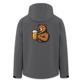 Bear with beer glass illustration - Men’s Recycled Softshell Jacket by Stanley/Stella - anthracite - Back - AI Model Male 185 light (185cm)