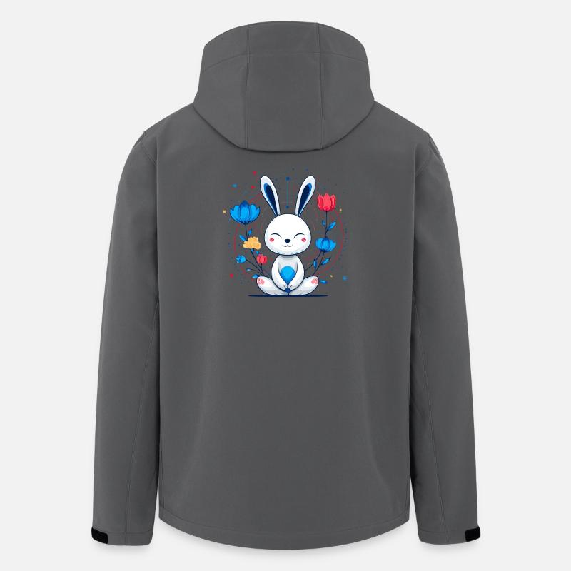 Kawaii Hase im Blütenkreis - Recycelte Männer Softshell-Jacke von Stanley/Stella - Anthrazit