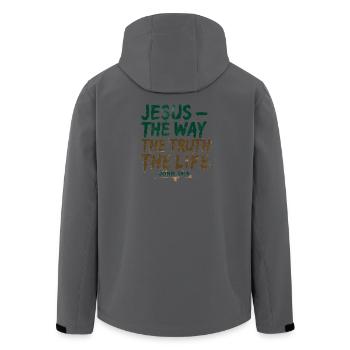 Jésus La Voie La Vérité La Vie - Veste softshell homme en polyester recyclé Stanley/Stella - charbon - Dos - AI Model Male 185 light (185cm)