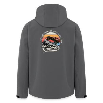 Defender Adventure Camping Retro - Men’s Recycled Softshell Jacket by Stanley/Stella - anthracite - Back - AI Model Male 185 light (185cm)