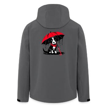 Dog with umbrella - bad weather - Men’s Recycled Softshell Jacket by Stanley/Stella - anthracite - Back - AI Model Male 185 light (185cm)