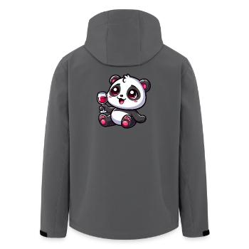 Cute Panda with Red Wine Wine Lover Cartoon - Men’s Recycled Softshell Jacket by Stanley/Stella - anthracite - Back - AI Model Male 185 light (185cm)