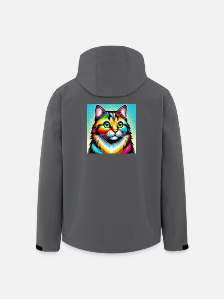 Katze Pop Art - Recycelte Männer Softshell-Jacke von Stanley/Stella - Anthrazit